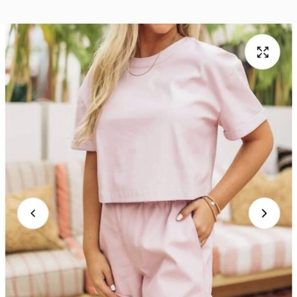 Buddy Love Tops - Pink Vegan Leather Crop Top Zip Back Medium Buddy Love